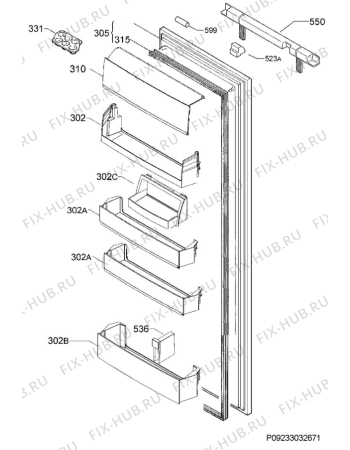 Взрыв-схема холодильника Electrolux ERG2793FOW - Схема узла Door 003