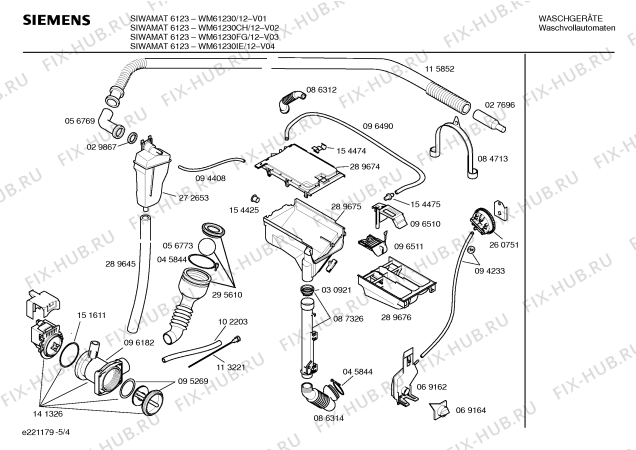 Схема №5 WM61430 SIWAMAT 6143 с изображением Инструкция по эксплуатации для стиральной машины Siemens 00518968