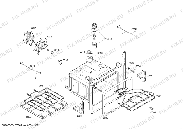 Взрыв-схема плиты (духовки) Bosch HBB42C420E - Схема узла 03