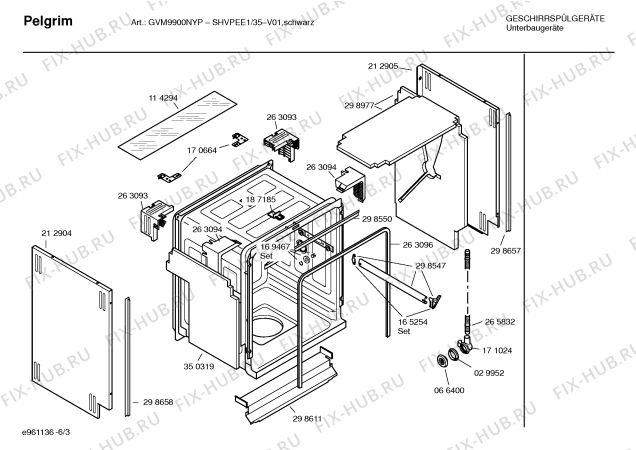 Взрыв-схема посудомоечной машины Pelgrim SHVPEE1 GVM990ON - Схема узла 03