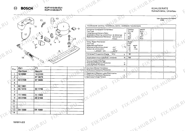 Взрыв-схема холодильника Bosch KUF14105 - Схема узла 02
