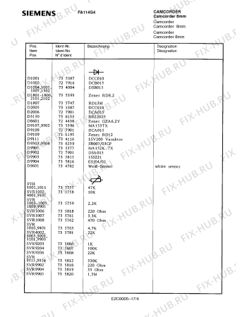 Схема №14 FA114G4 с изображением Инструкция по эксплуатации для видеотехники Siemens 00530528