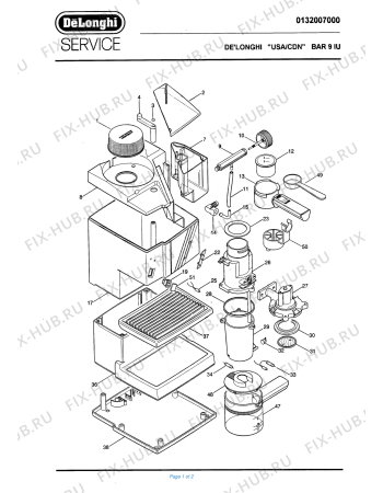 Схема №1 BAR 9IU с изображением Наставление для кофеварки (кофемашины) DELONGHI EE1119
