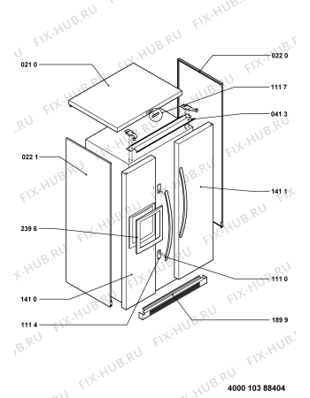 Взрыв-схема холодильника Whirlpool KRSC9020I (F090445) - Схема узла