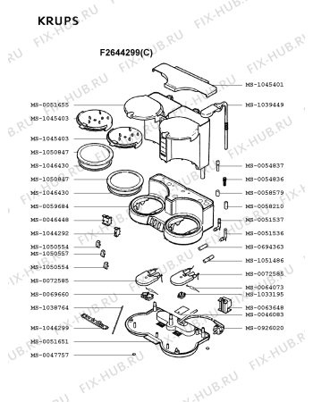 Взрыв-схема кофеварки (кофемашины) Krups F2644299(C) - Схема узла LP001604.1P2