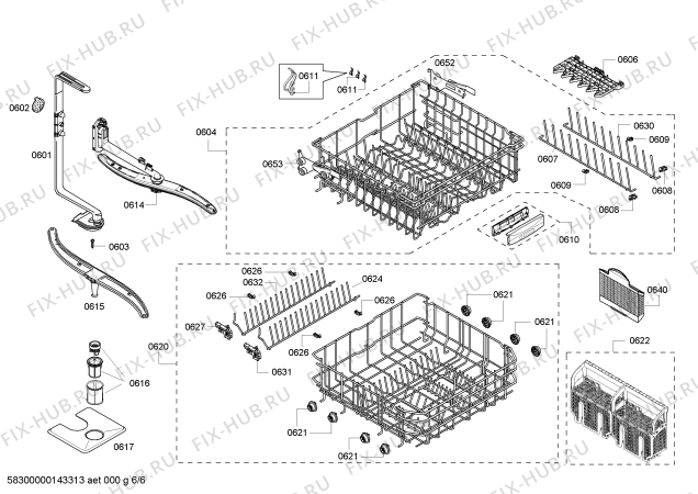 Взрыв-схема посудомоечной машины Bosch SHE65P02UC - Схема узла 06