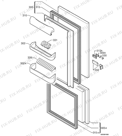 Взрыв-схема холодильника Zanussi ZI922/10 - Схема узла Door 003