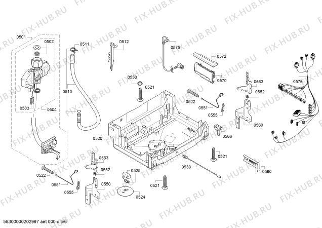 Взрыв-схема посудомоечной машины Bosch SBV45AX03E SilencePlus - Схема узла 05