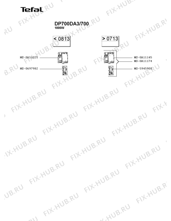 Взрыв-схема блендера (миксера) Tefal DP700DA3/700 - Схема узла DP004044.1P2