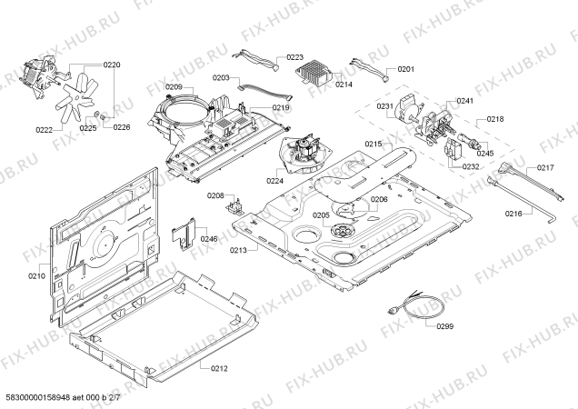 Взрыв-схема плиты (духовки) Bosch HCE852321U - Схема узла 02