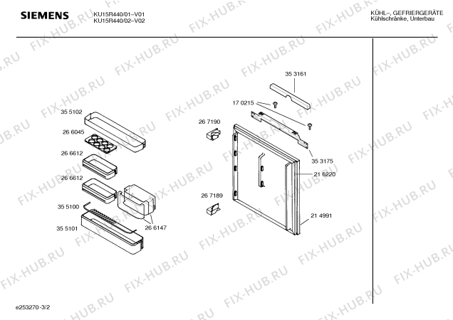 Взрыв-схема холодильника Siemens KU15R440 - Схема узла 02