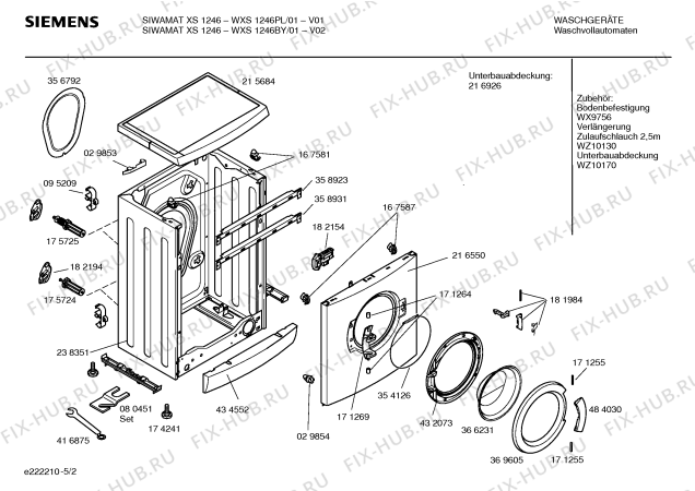 Схема №5 WXS1146BY SIWAMAT XS1146 с изображением Таблица программ для стиральной машины Siemens 00586959