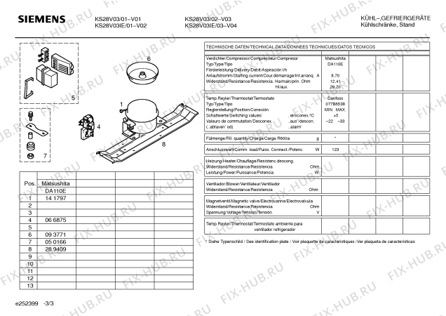 Взрыв-схема холодильника Siemens KS28V03 - Схема узла 03