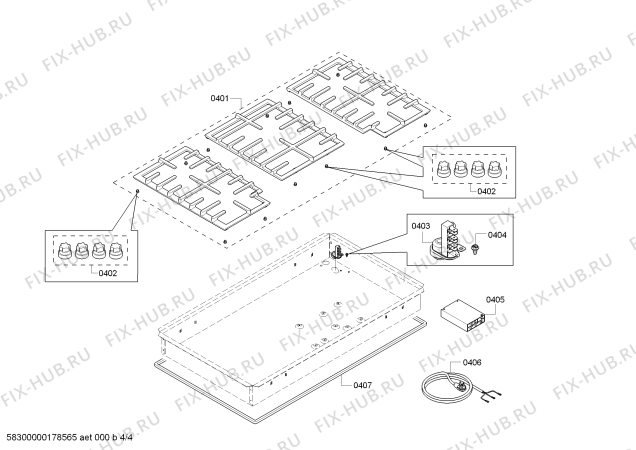 Взрыв-схема плиты (духовки) Bosch NGMP655UC Bosch - Схема узла 04