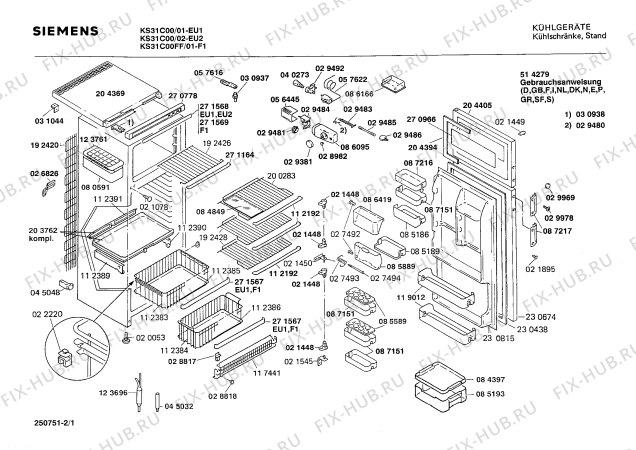 Схема №2 KS31C00FF с изображением Панель для холодильной камеры Siemens 00271569