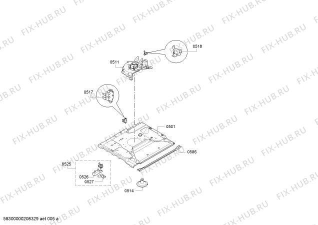 Взрыв-схема плиты (духовки) Bosch NBA5350S0B - Схема узла 07