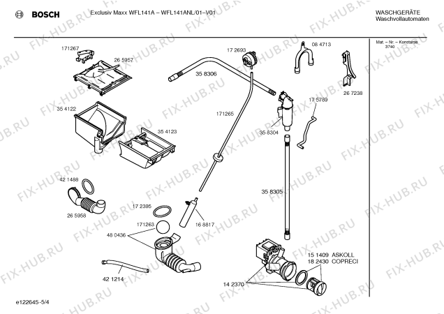 Взрыв-схема стиральной машины Bosch WFL141ANL Exclusiv Maxx WFL141A - Схема узла 04