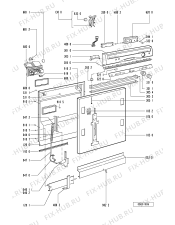 Схема №2 ADG 975/3 WHM с изображением Панель для посудомоечной машины Whirlpool 481245370261