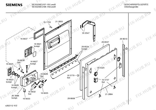 Взрыв-схема посудомоечной машины Siemens SE55230EU - Схема узла 02