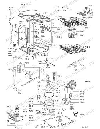 Схема №1 PDSU 5072 X с изображением Панель для электропосудомоечной машины Whirlpool 480140102302