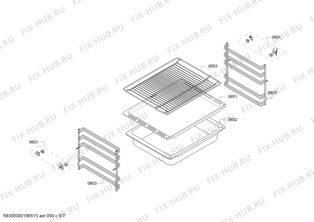 Взрыв-схема плиты (духовки) Bosch HCE743253G - Схема узла 06