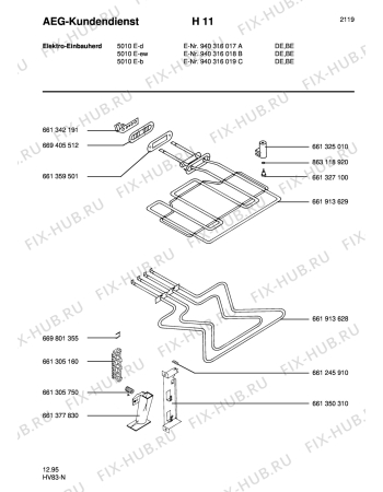 Взрыв-схема плиты (духовки) Aeg 5010E-B - Схема узла Section3