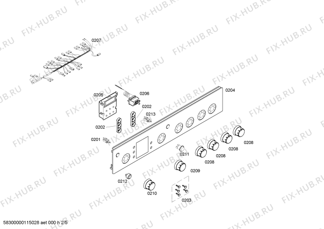 Взрыв-схема плиты (духовки) Bosch HSG343051R - Схема узла 02