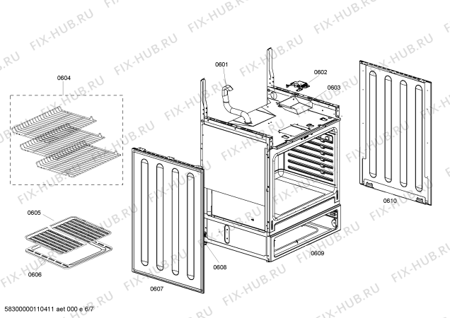 Взрыв-схема плиты (духовки) Bosch HES2360U - Схема узла 06