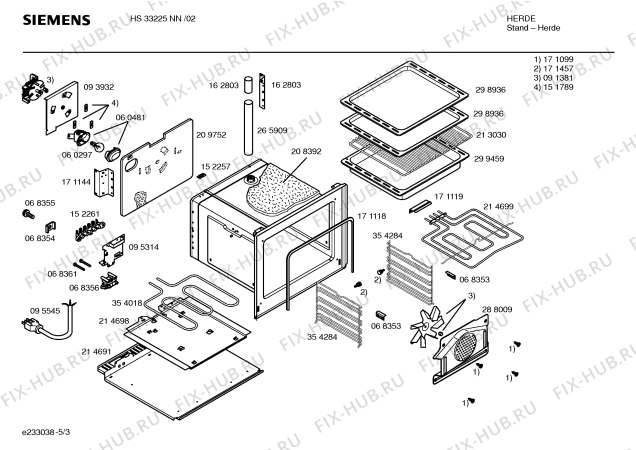 Схема №5 HS33225NN с изображением Инструкция по эксплуатации для плиты (духовки) Siemens 00523220