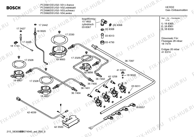 Схема №2 PCD681DEU Bosch с изображением Варочная панель для электропечи Bosch 00219201