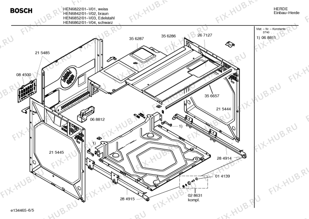 Взрыв-схема плиты (духовки) Bosch HEN6862 - Схема узла 05