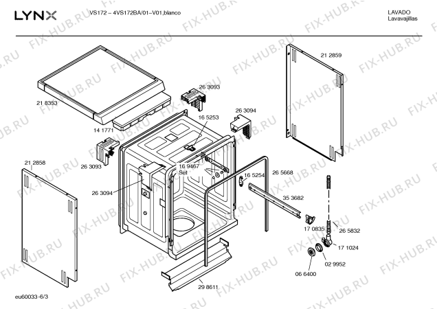 Взрыв-схема посудомоечной машины Lynx 4VS172BA VS172 - Схема узла 03