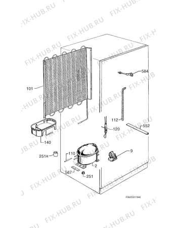Взрыв-схема холодильника Firenzi FCB285 - Схема узла Cooling system 017