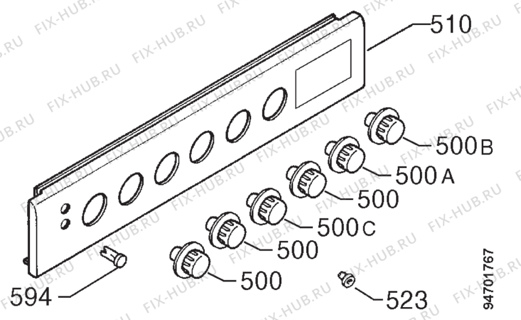 Взрыв-схема плиты (духовки) Zanussi ZCE630X - Схема узла Command panel 037