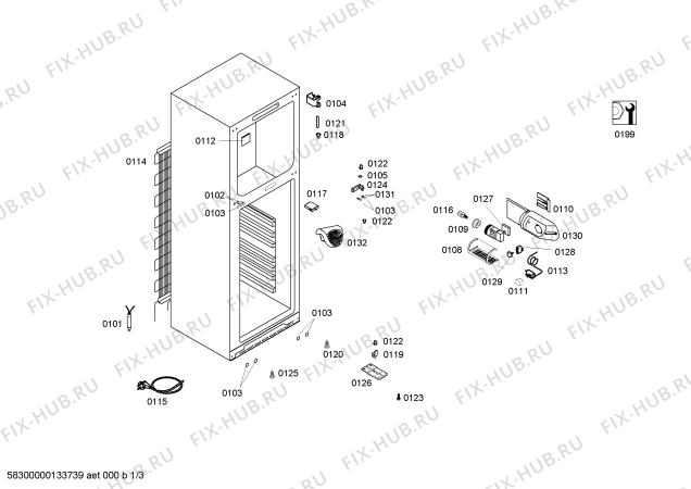 Схема №3 KD33VX40 с изображением Дверь морозильной камеры для холодильной камеры Siemens 00683217