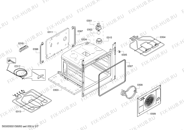 Взрыв-схема плиты (духовки) Bosch HCE754851 - Схема узла 03