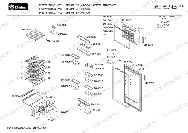 Схема №3 3FS3781SR1 с изображением Дверь для холодильной камеры Bosch 00218337