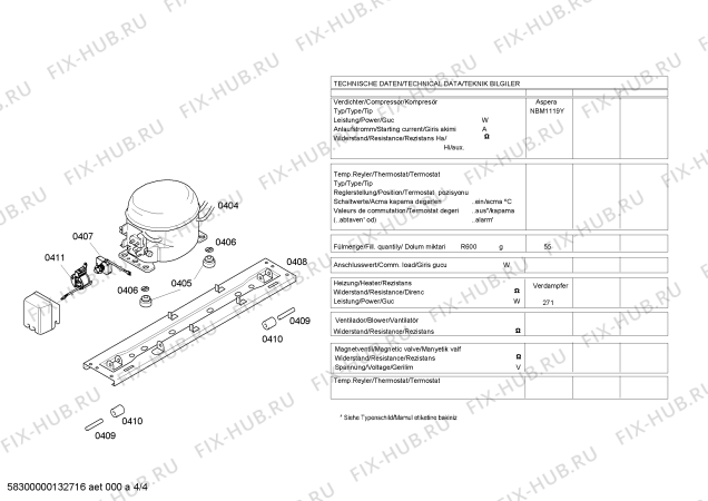 Взрыв-схема холодильника Bosch KDN49V00ME - Схема узла 04