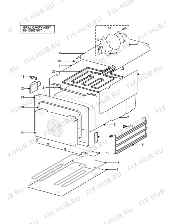 Взрыв-схема плиты (духовки) Aeg 5212BU-D - Схема узла H10 Grill cavity assy