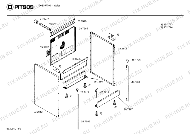 Схема №3 5600W с изображением Стеклянная полка для духового шкафа Bosch 00287293