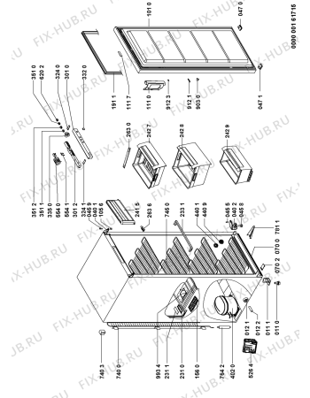 Схема №1 PFV 200W A++ с изображением Элемент корпуса для холодильника Whirlpool 480132103034