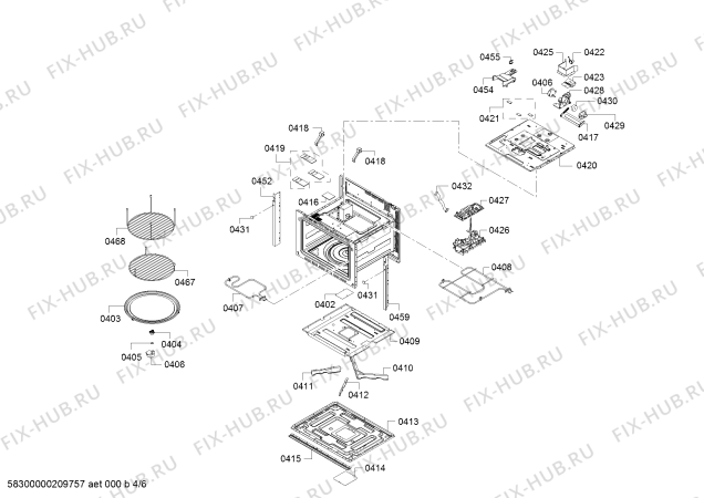 Взрыв-схема микроволновой печи Bosch CMA585MS0A Bosch - Схема узла 04