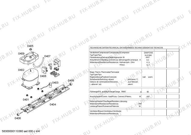 Взрыв-схема холодильника Bosch KGU44194FF - Схема узла 04