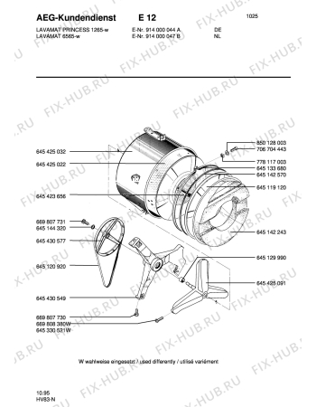 Взрыв-схема стиральной машины Aeg LAV6565 - Схема узла Tub and drum