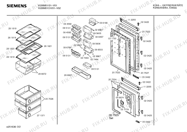 Взрыв-схема холодильника Siemens KI26M01 - Схема узла 02