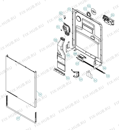 Взрыв-схема посудомоечной машины Pelgrim GVW693RVS-P01 XL NL   -Titan FI Soft (341712, DW70.3) - Схема узла 05