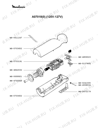 Взрыв-схема блендера (миксера) Moulinex A07018(0) - Схема узла 8P000800.0P2