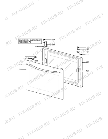 Взрыв-схема плиты (духовки) Parkinson Cowan CSIG417BN - Схема узла H10 Main Oven Door (large)