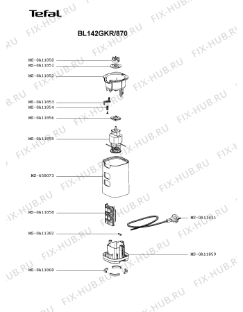 Схема №1 BL142GKR/870 с изображением Корпусная деталь для блендера (миксера) Tefal MS-650073