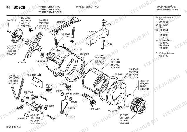 Схема №3 WFB2070BY с изображением Инструкция по эксплуатации для стиралки Bosch 00517865